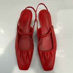 Vince Venice Leather Slingback Fats in Crimson